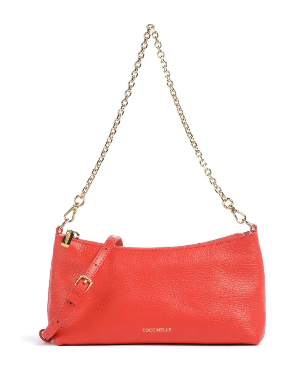 Aura Shoulder bag grained leather red