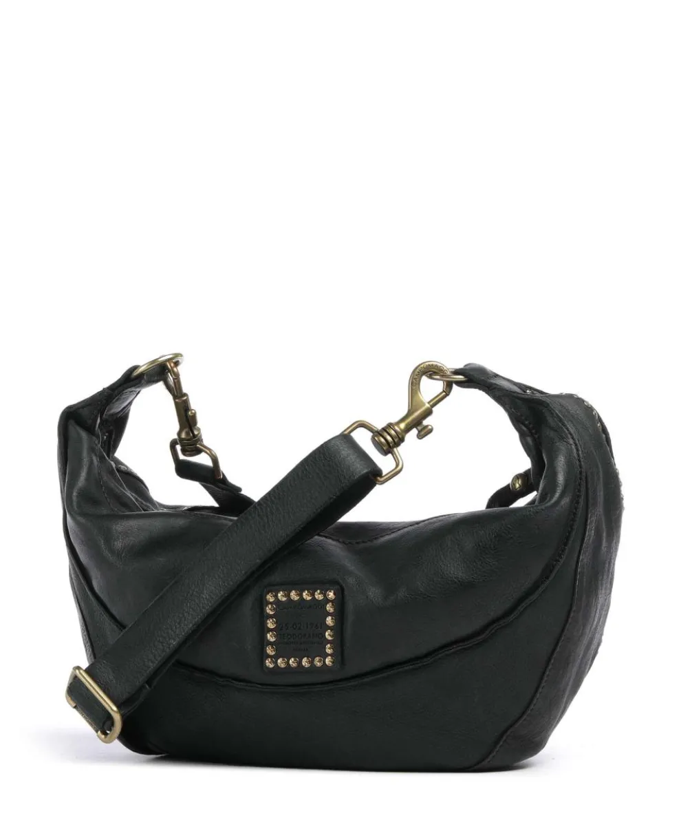 Crossbody bag grained cow leather dark green