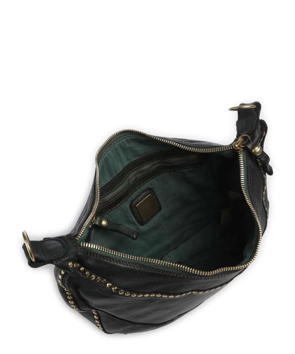 Crossbody bag grained cow leather dark green
