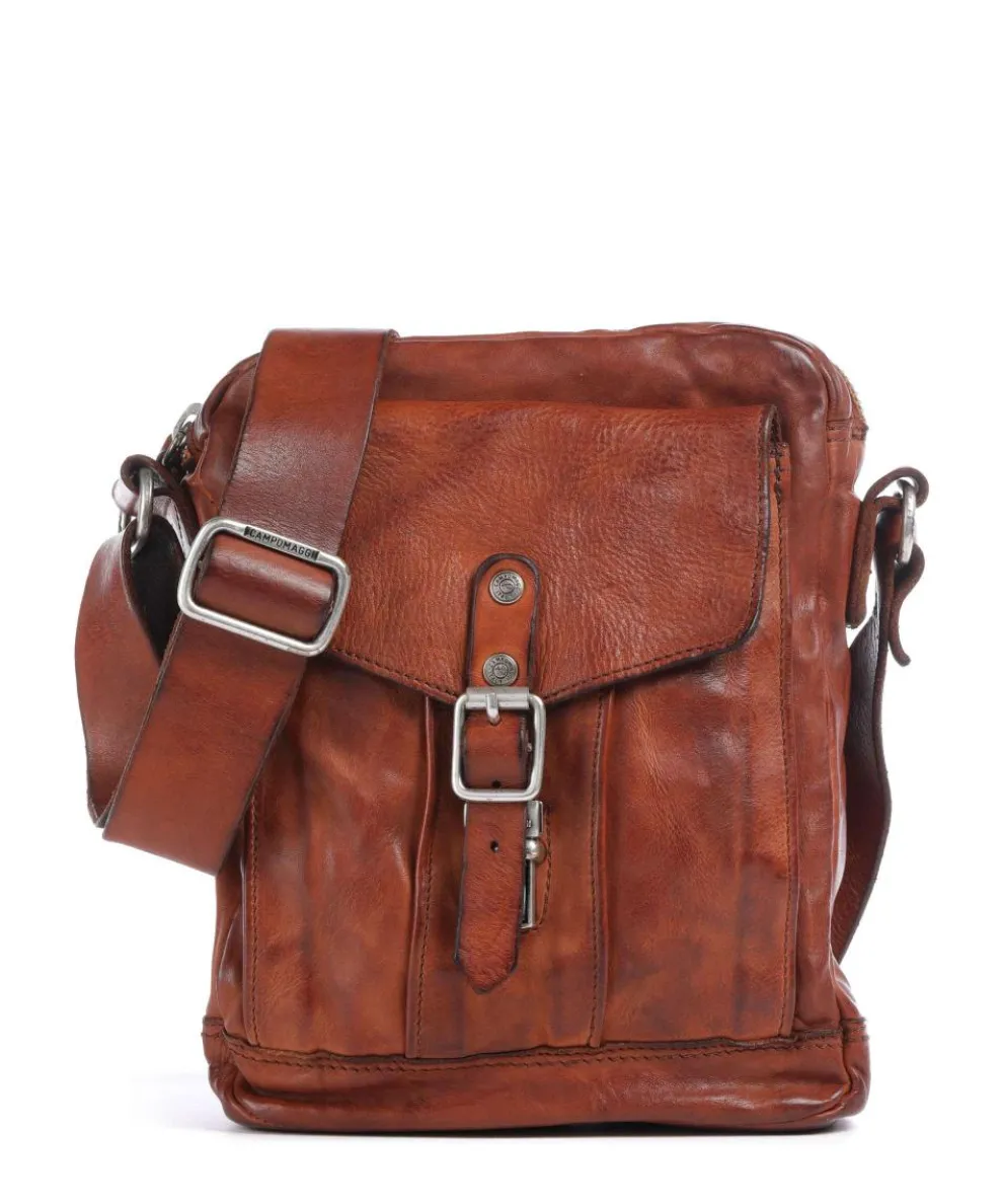 Crossbody bag fine grain cow leather cognac