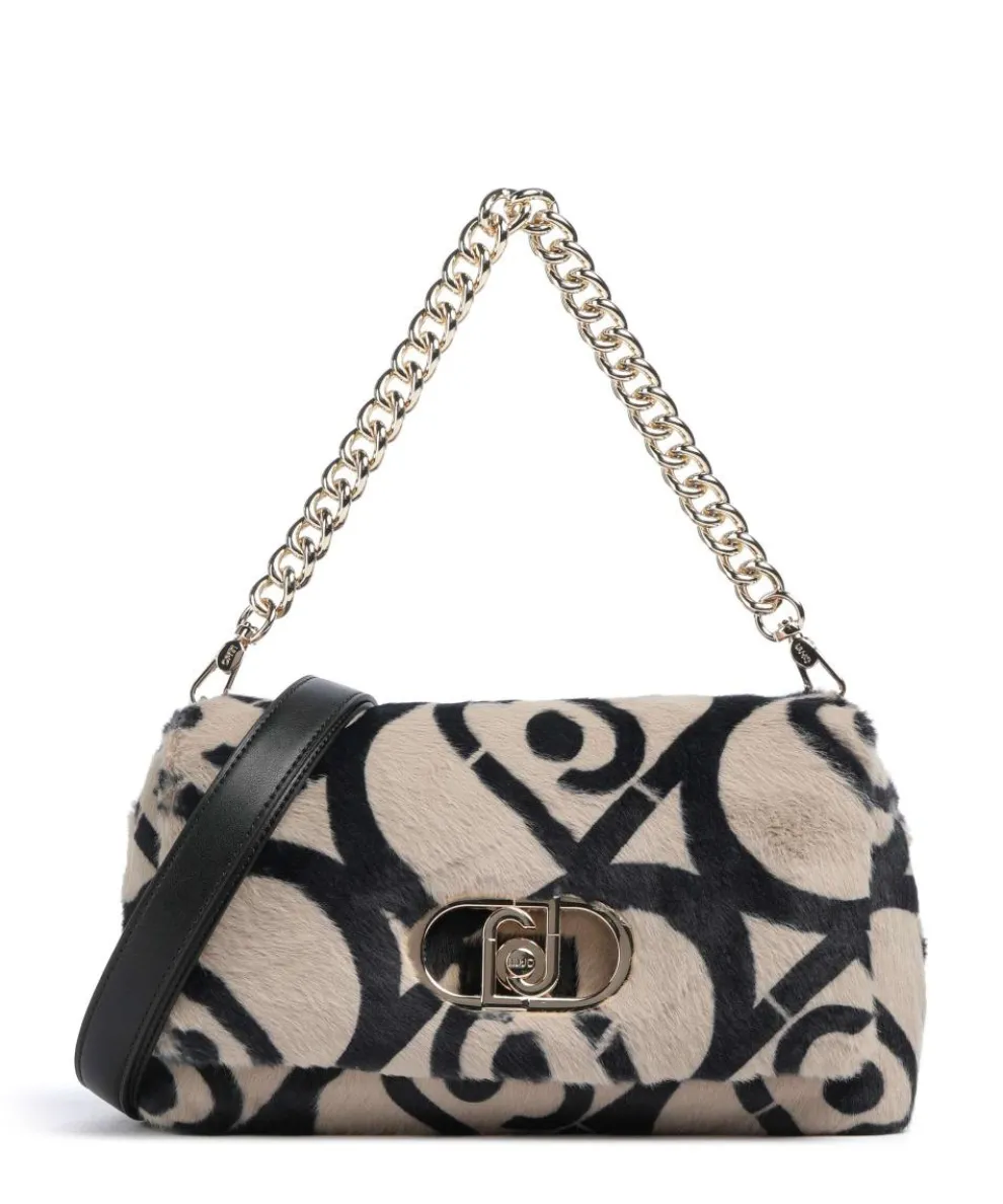 Icon M Shoulder bag faux fur beige/black