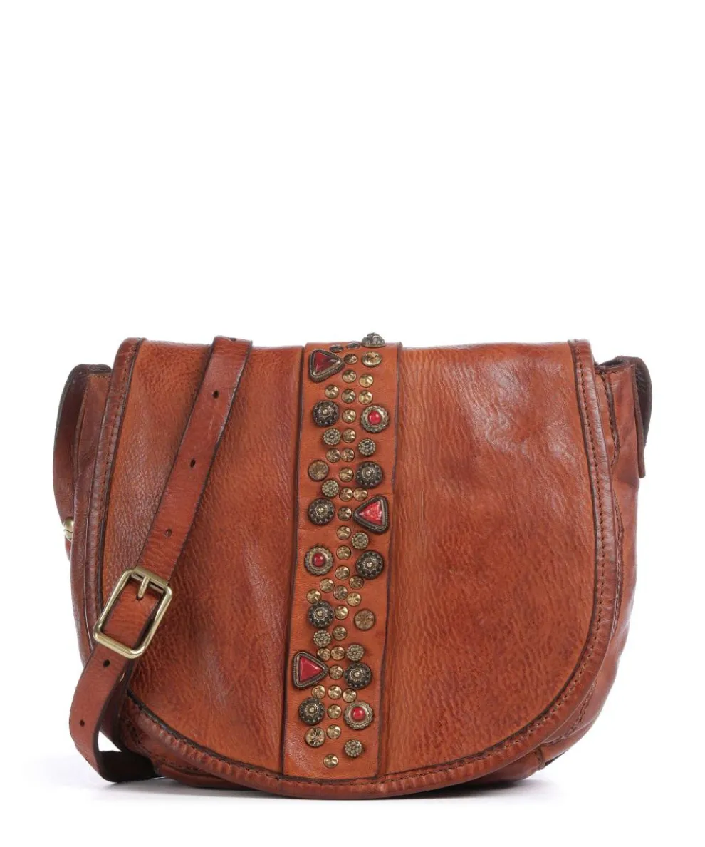 Crossbody bag fine grain cow leather cognac