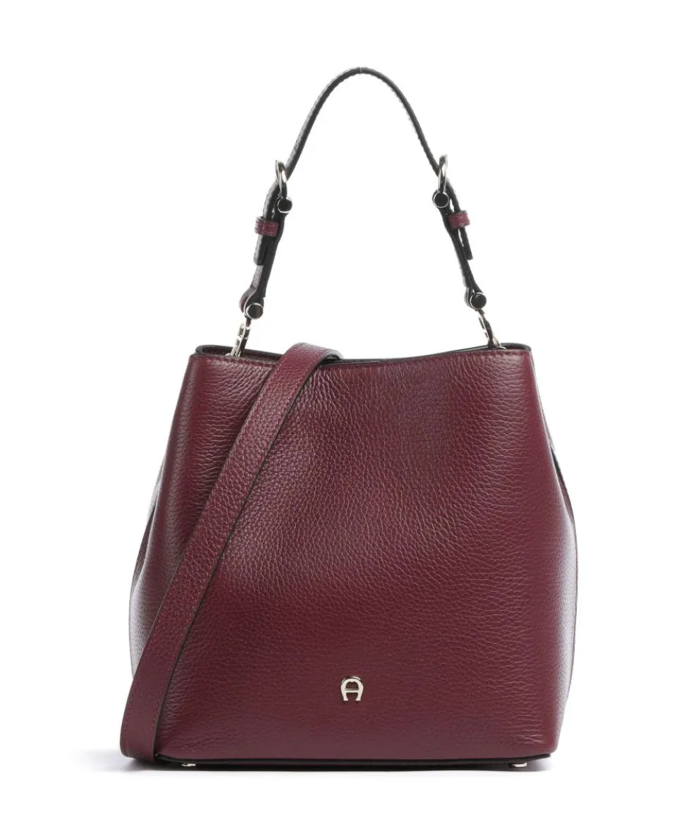 Delia S Bucket bag grained cow leather wine