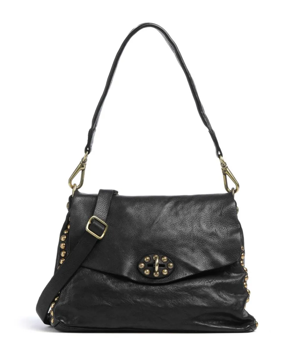Shoulder bag grained cow leather black
