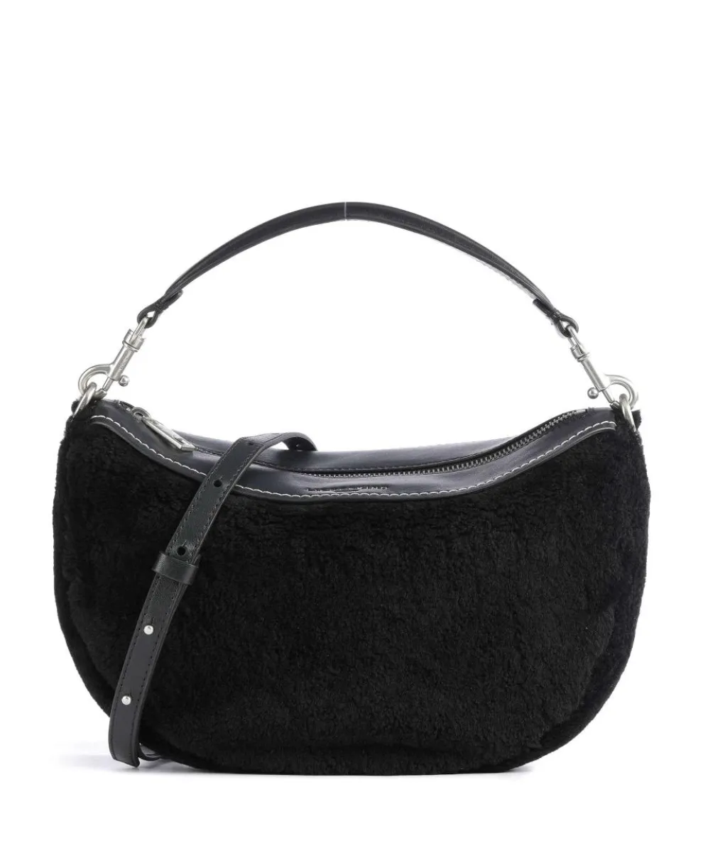 Melli Shearling S Hobo bag fine grain leather, faux fur black