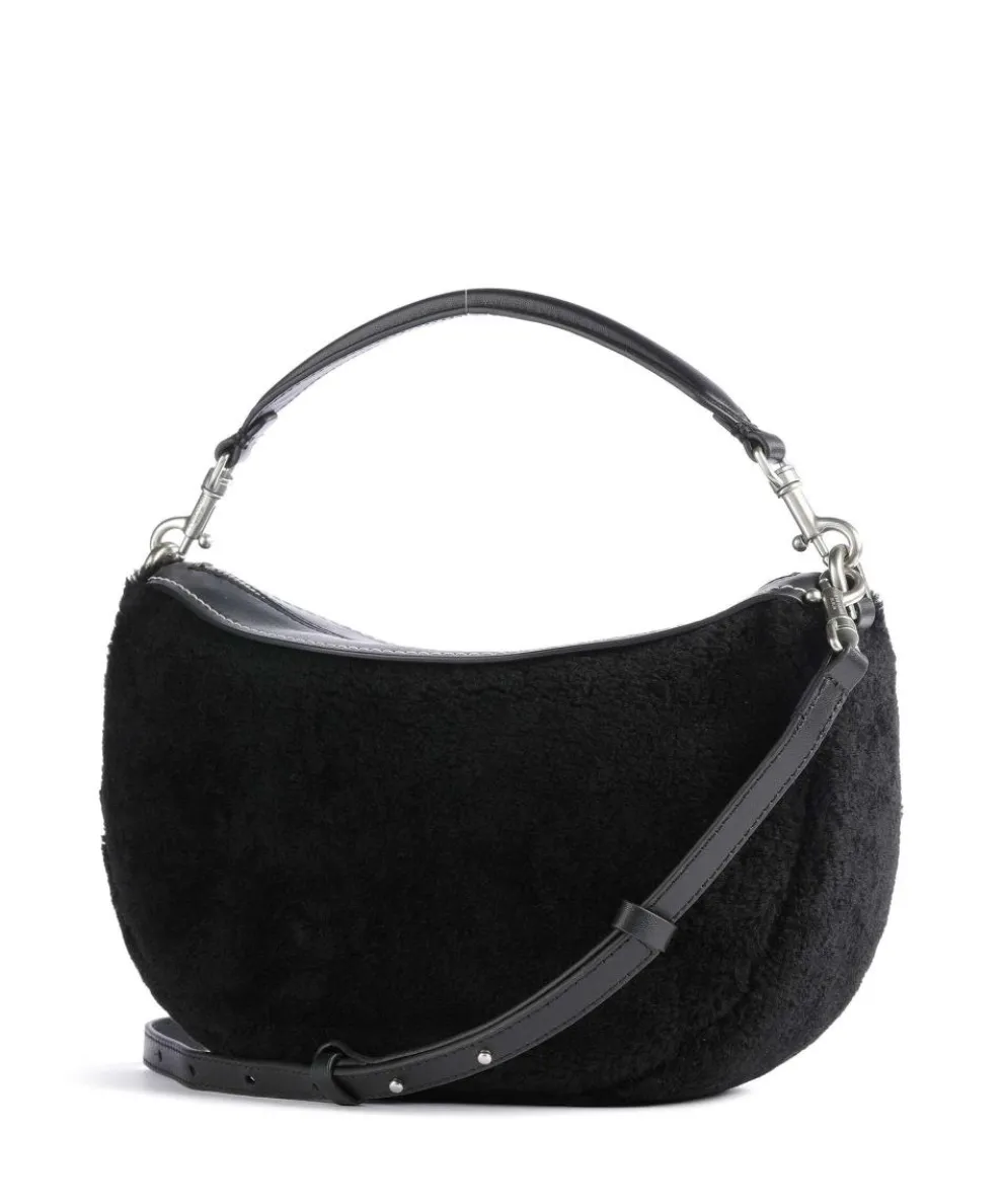 Melli Shearling S Hobo bag fine grain leather, faux fur black