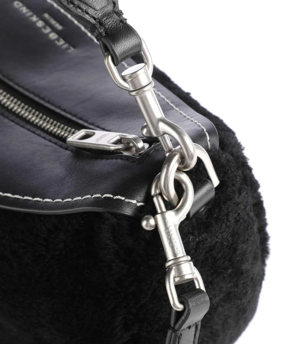Melli Shearling S Hobo bag fine grain leather, faux fur black
