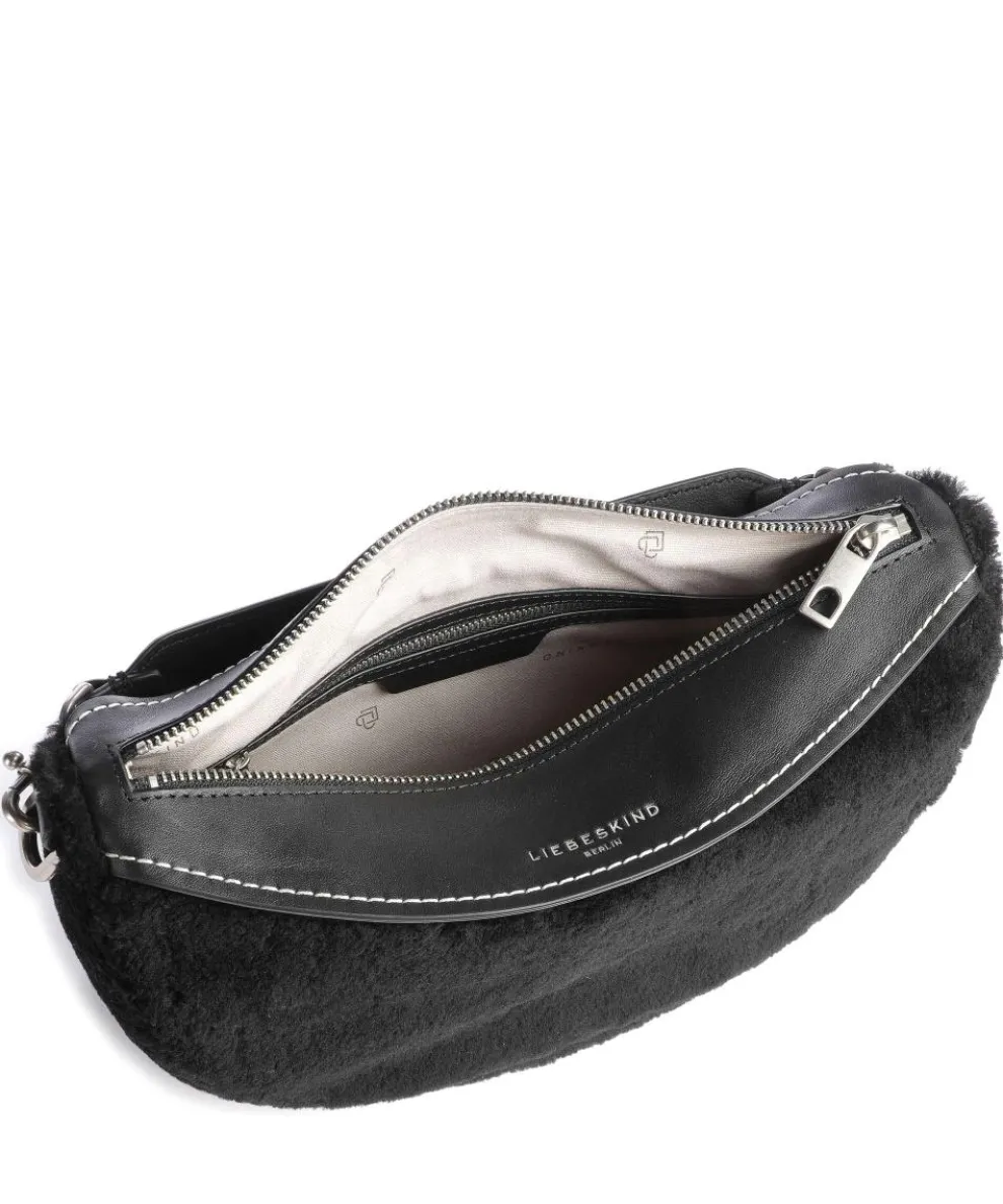 Melli Shearling S Hobo bag fine grain leather, faux fur black