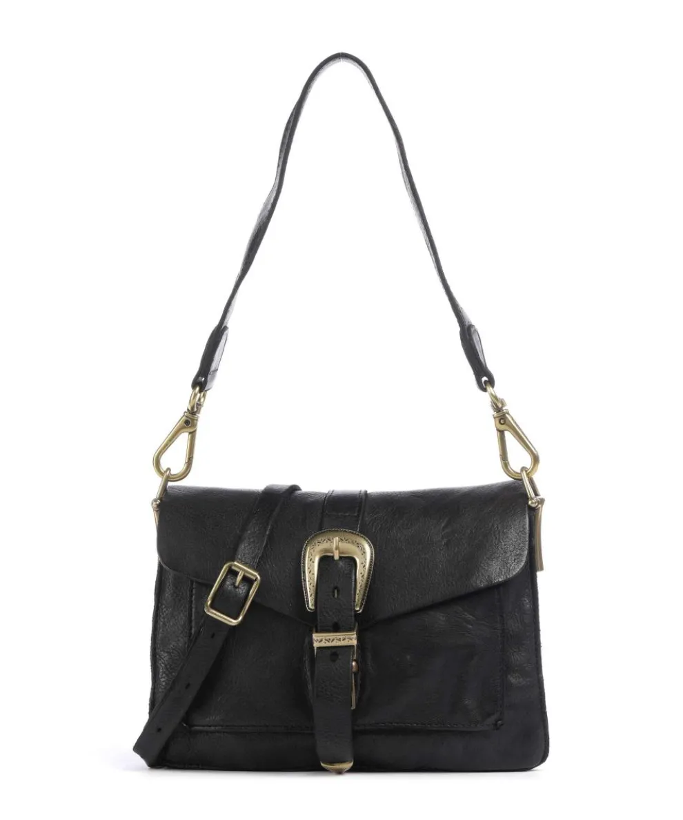 Shoulder bag fine grain cow leather black