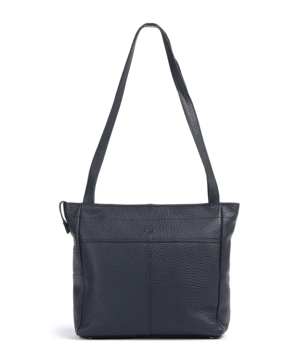 Hirsch Quila Shoulder bag grained leather grey-blue