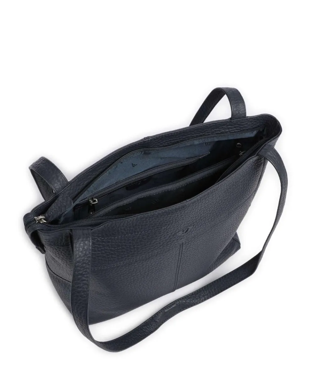 Hirsch Quila Shoulder bag grained leather grey-blue