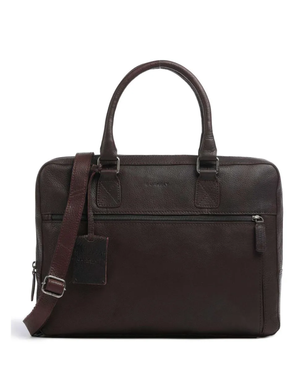 Antique Avery Briefcase 14″ grained leather dark brown
