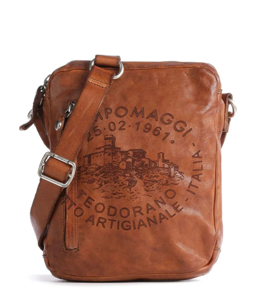 Crossbody bag fine grain cow leather cognac