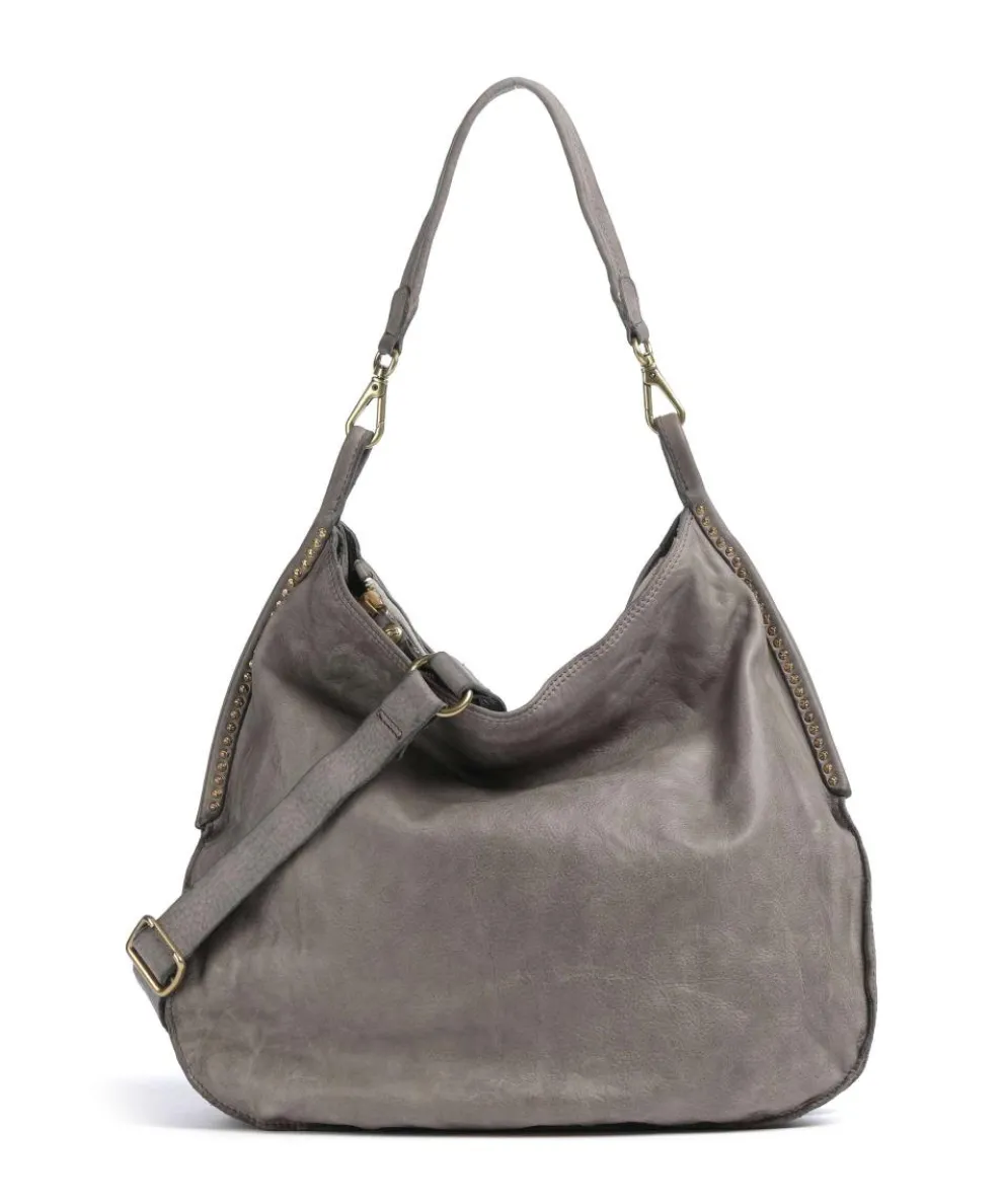Hobo bag fine grain cow leather grey