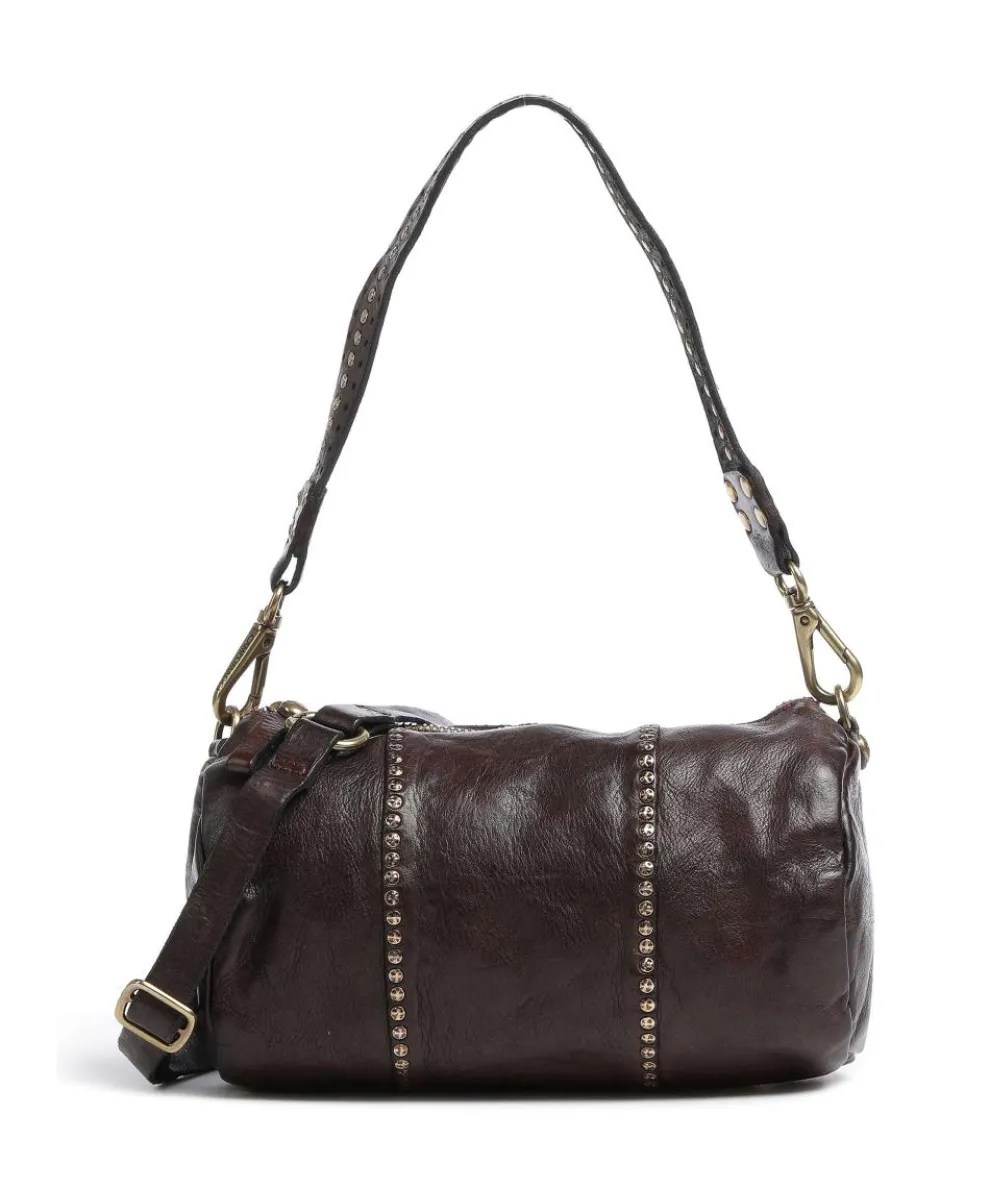 Shoulder bag fine grain cow leather dark brown