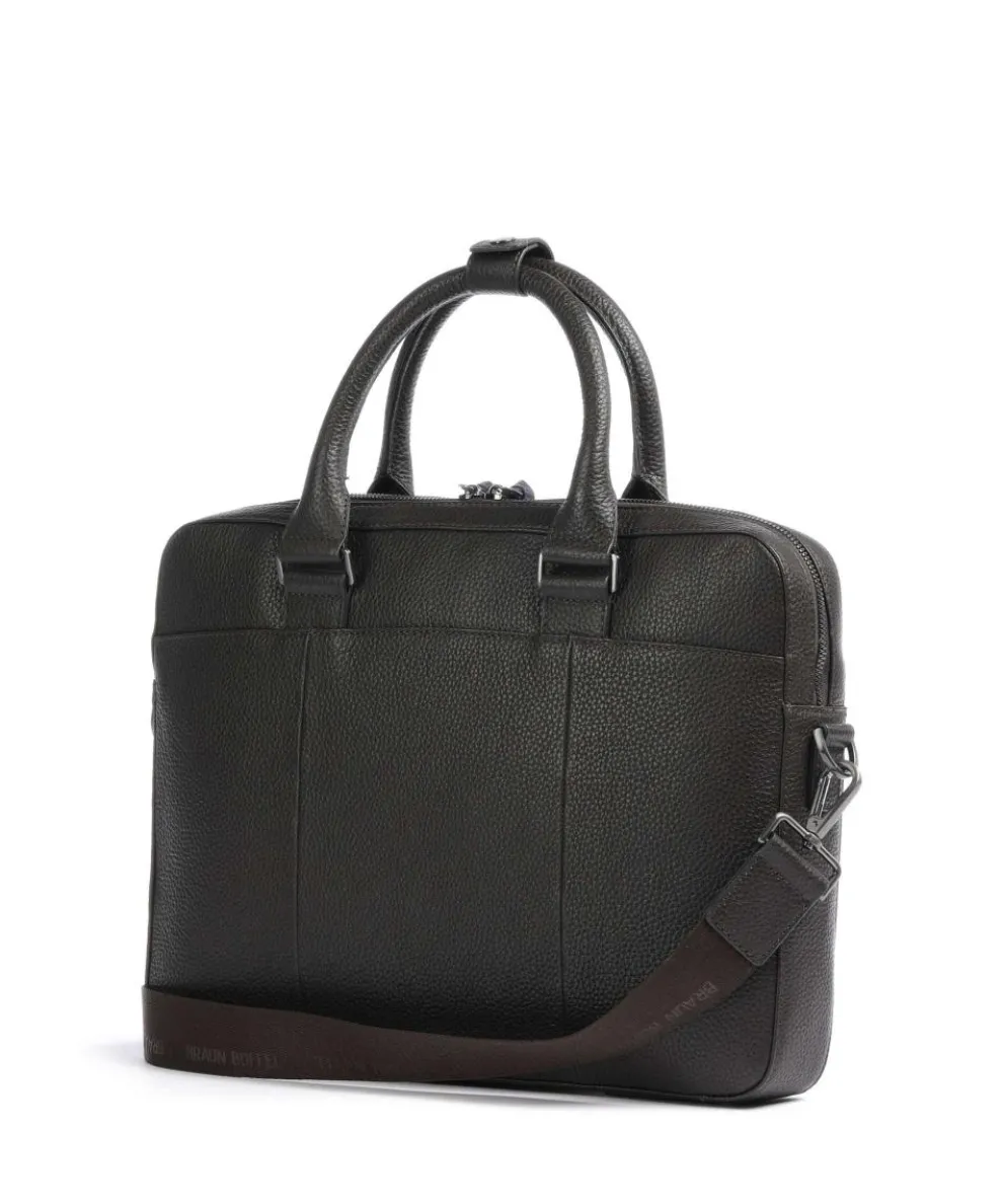 Novara Briefcase 15″ grained cow leather dark brown