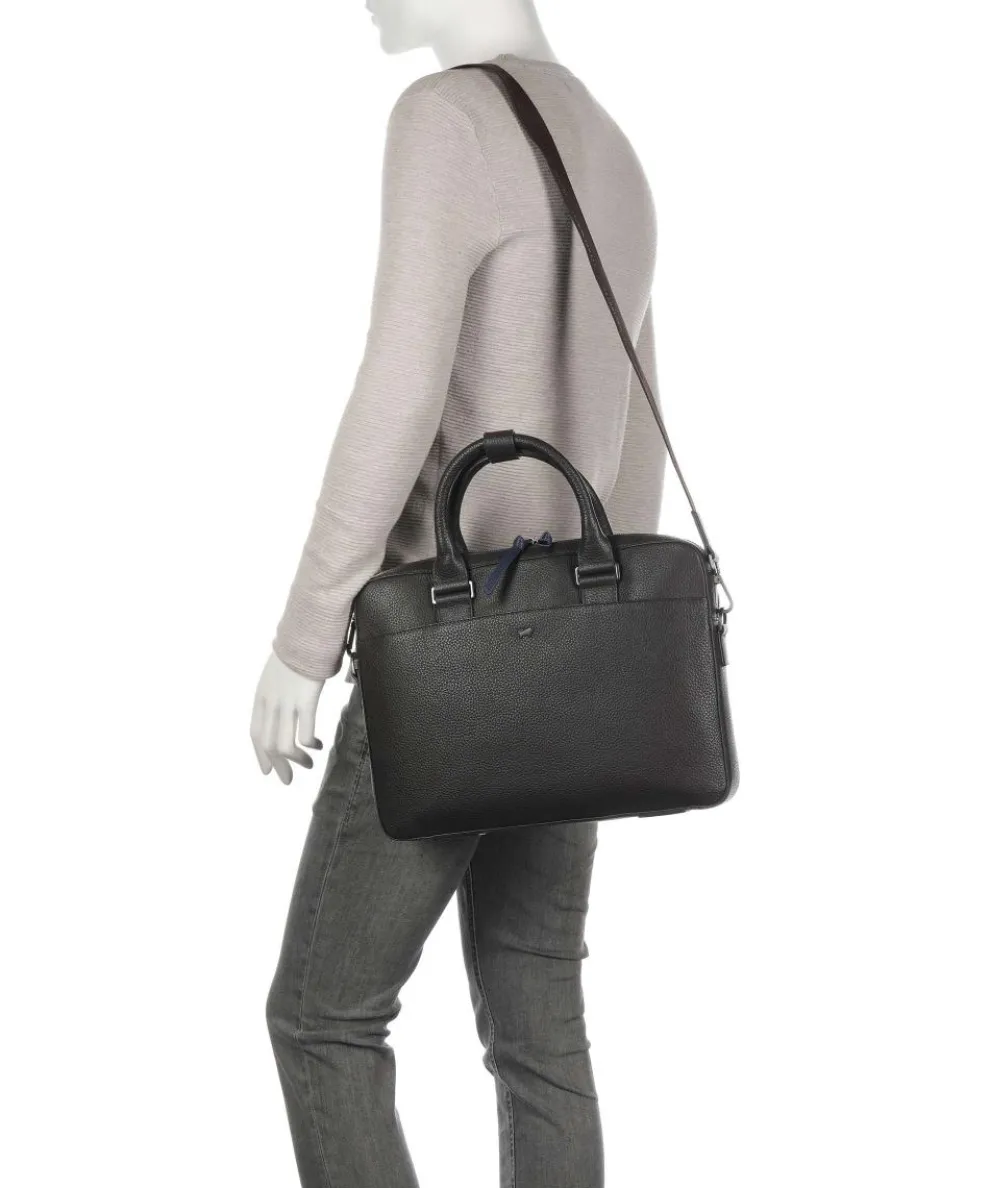 Novara Briefcase 15″ grained cow leather dark brown