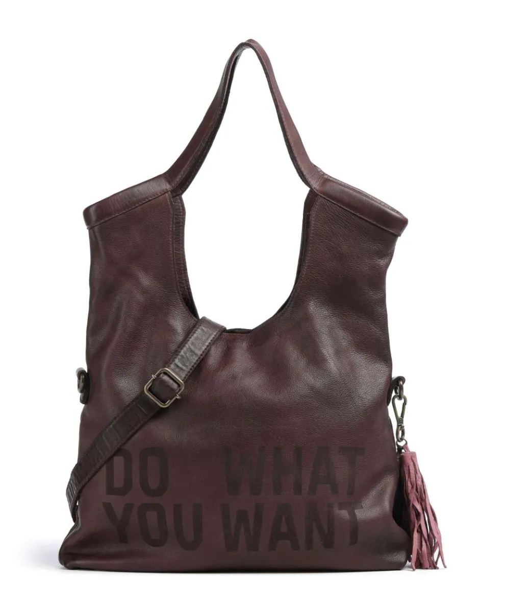 Hanfgasse 3 Hobo bag grained cow leather mahogany