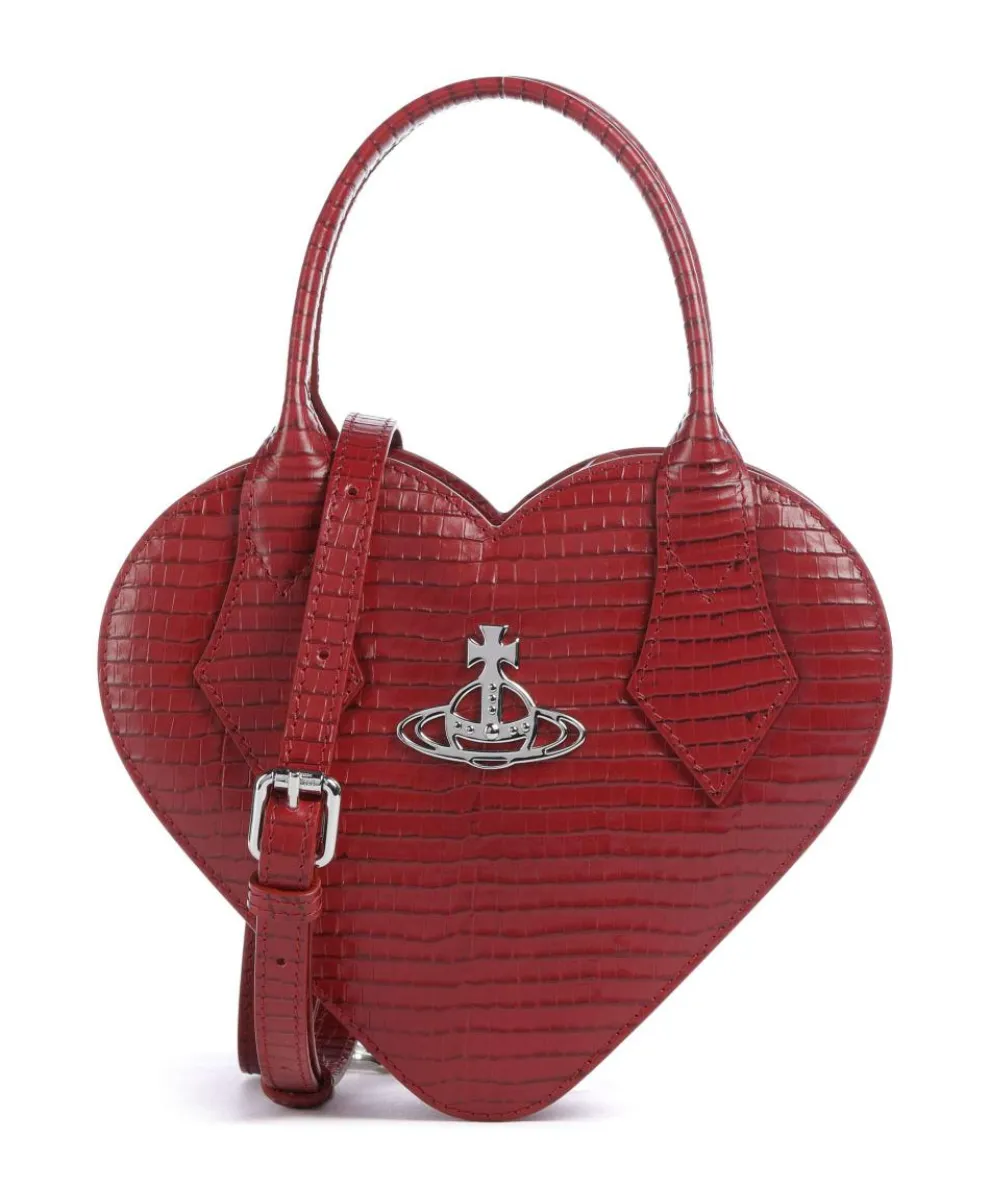 Josephine Heart Embossed Croc Mini Handbag embossed calfskin dark red