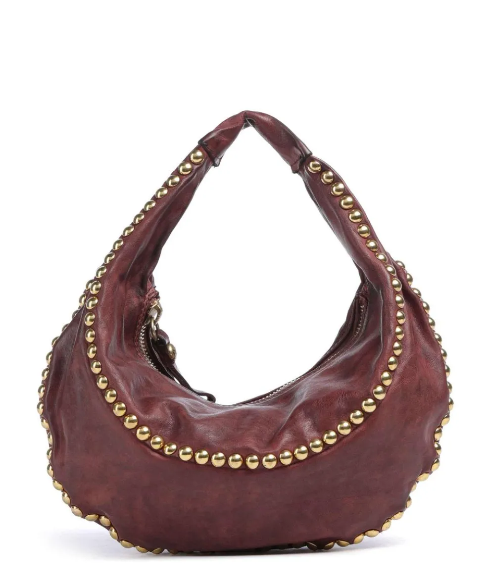 Hobo bag fine grain cow leather bordeaux red