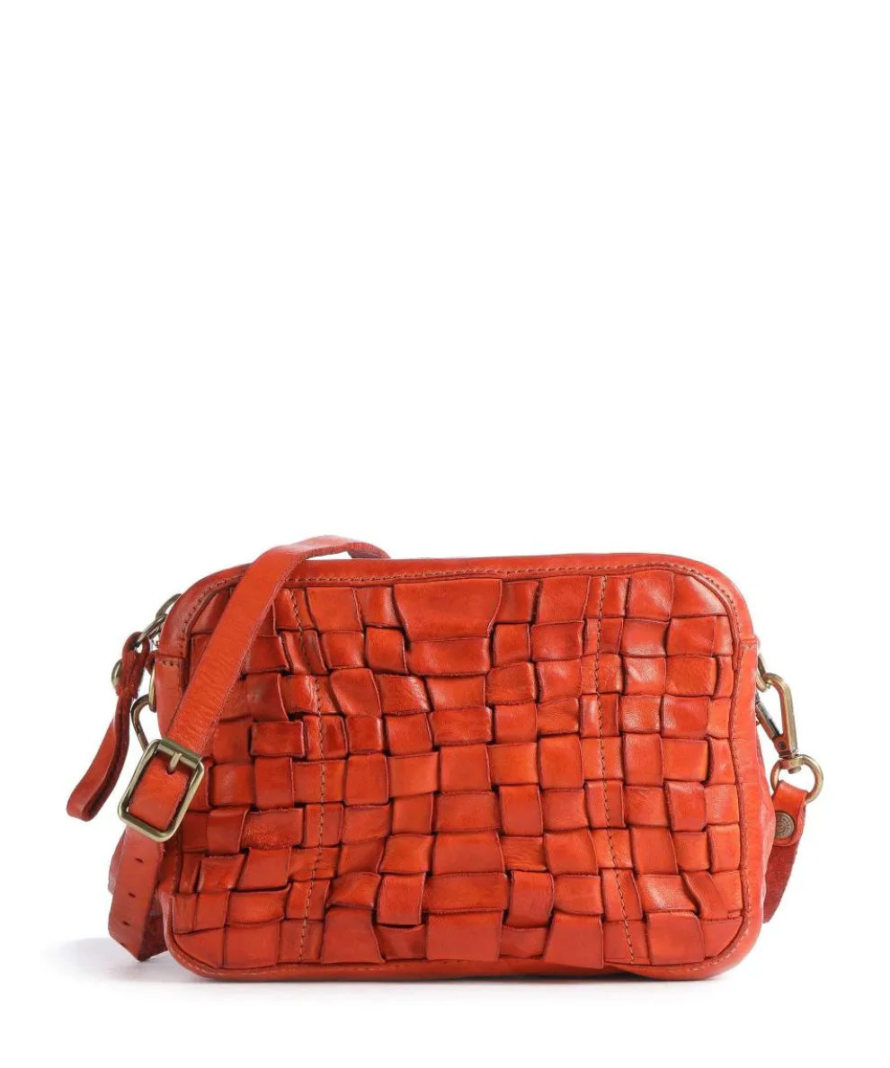 Crossbody bag fine grain cow leather orange