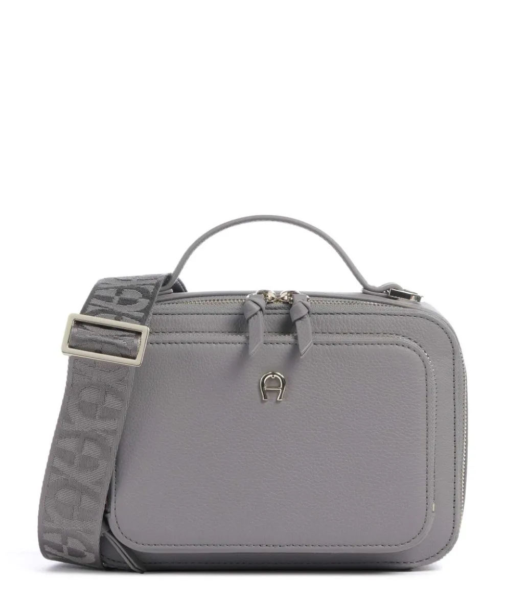 Zita S Crossbody bag grained cow leather grey