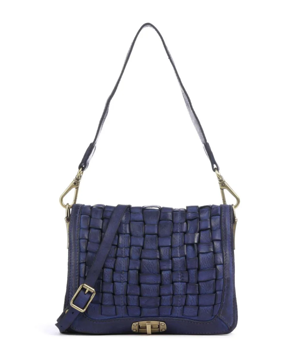 Shoulder bag fine grain cow leather dark blue
