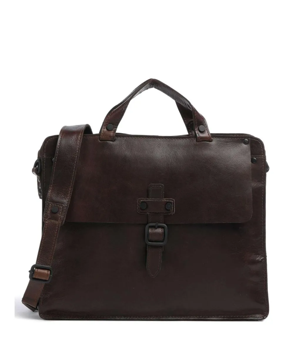 Aberdeen Briefcase grained cow leather dark brown
