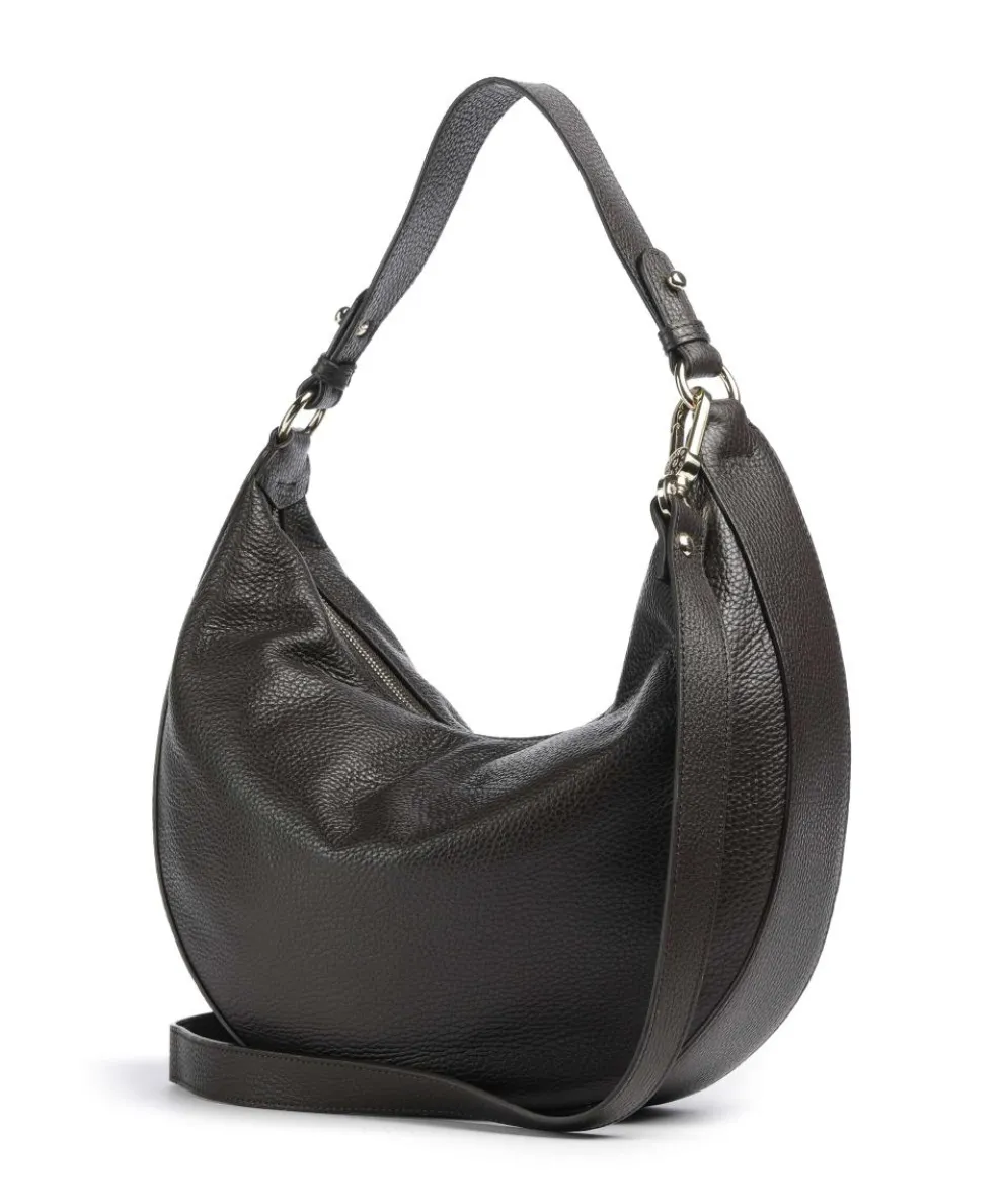 Adria Lulu Small Hobo bag grained leather dark brown