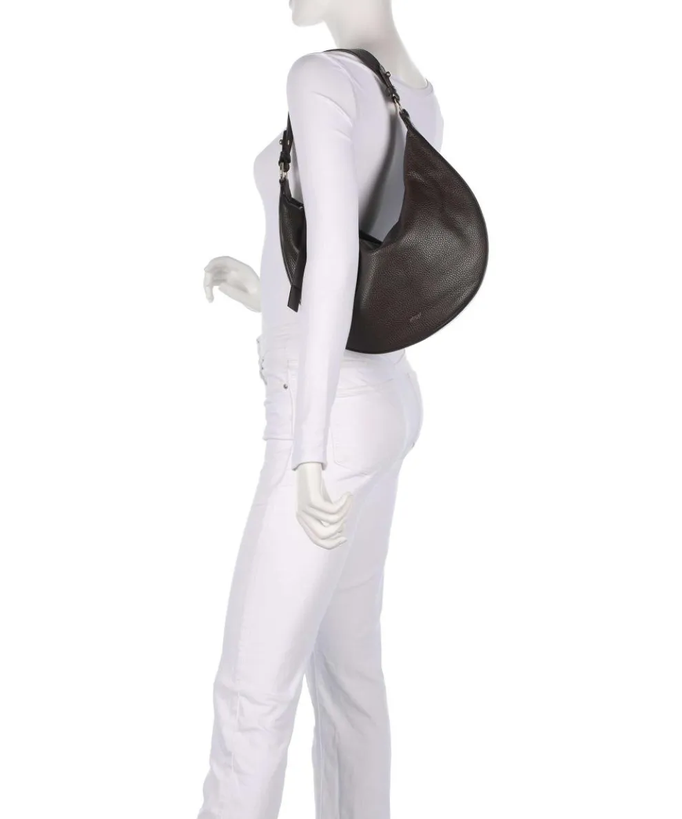 Adria Lulu Small Hobo bag grained leather dark brown