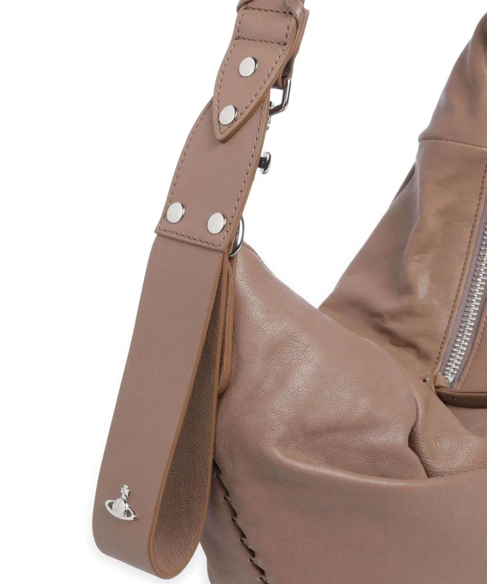 Agnes Supple Medium Hobo bag sheepskin leather taupe