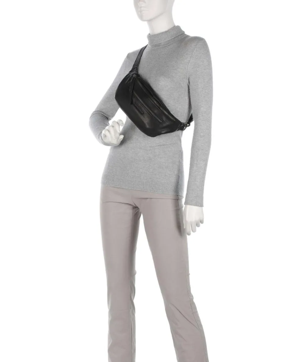 Washed Waxed Cow Severo Fanny pack grained cow leather black