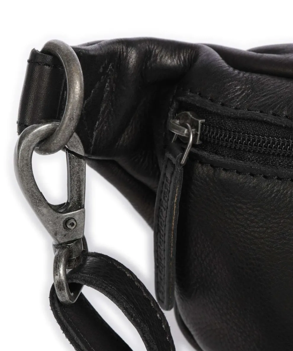 Washed Waxed Cow Severo Fanny pack grained cow leather black