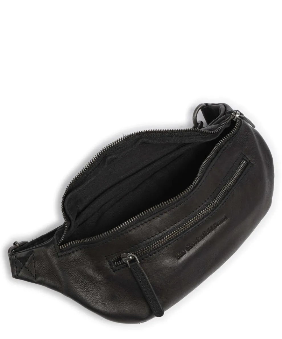 Washed Waxed Cow Severo Fanny pack grained cow leather black