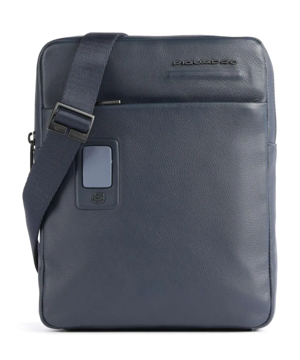 AKRON Crossbody bag 10″ fine grain cow leather dark blue