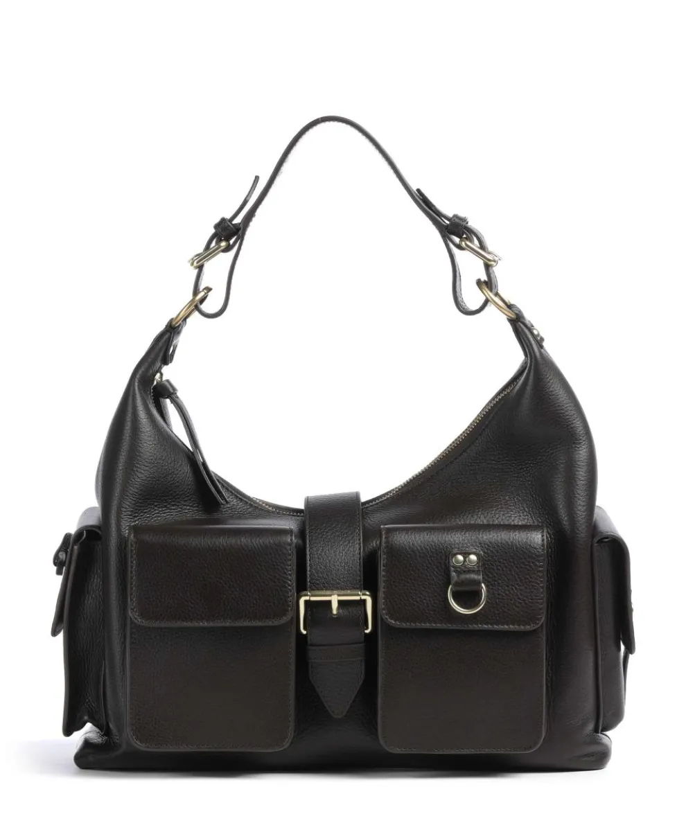 Amelia Large Shoulder bag grained cow leather dark brown