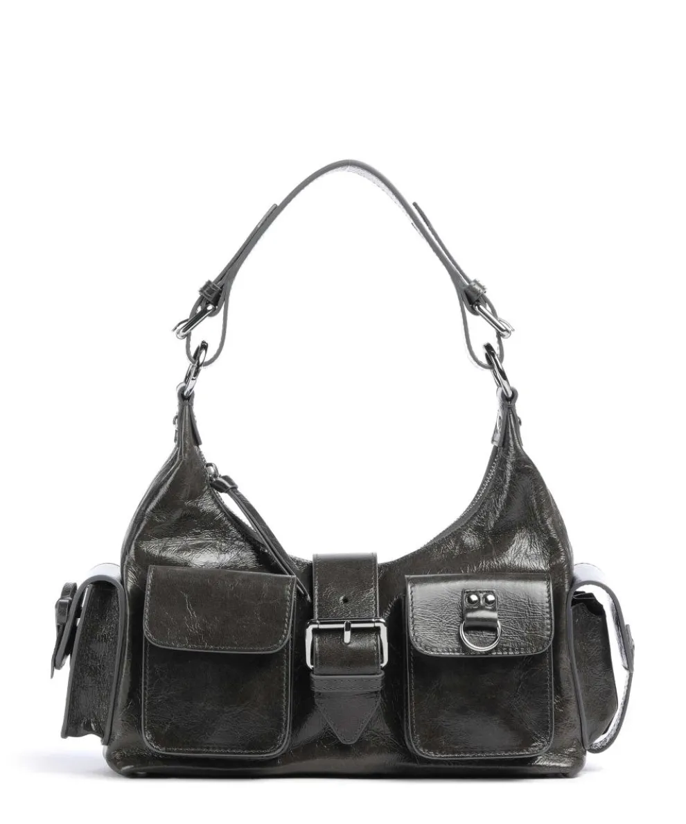 Amelia Shoulder bag fine grain cow leather dark grey