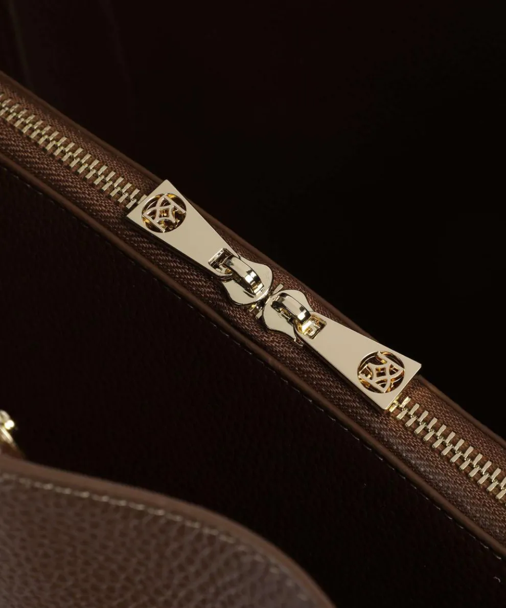 Ange Hobo bag grained cow leather brown