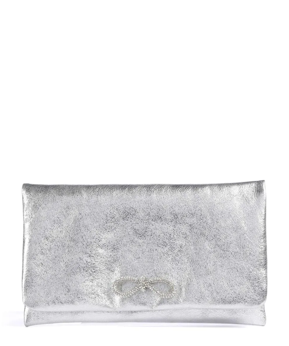 Mimosa Strass Clutch bag grained leather silver