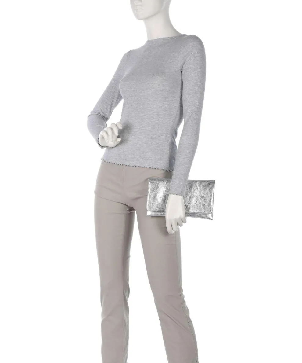 Mimosa Strass Clutch bag grained leather silver