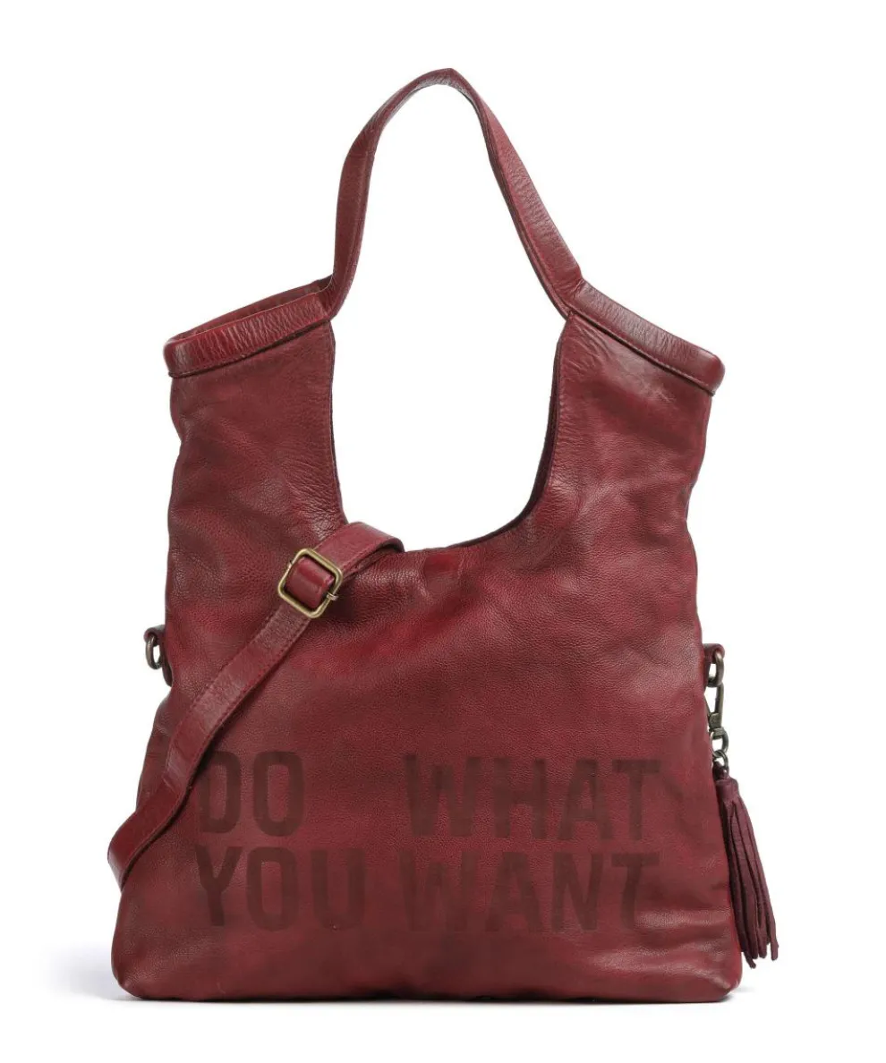 Hanfgasse 3 Hobo bag grained cow leather wine