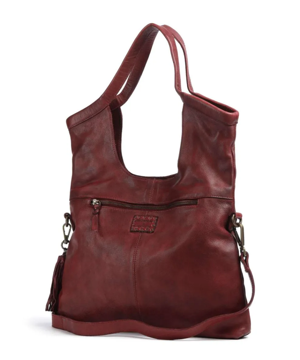 Hanfgasse 3 Hobo bag grained cow leather wine
