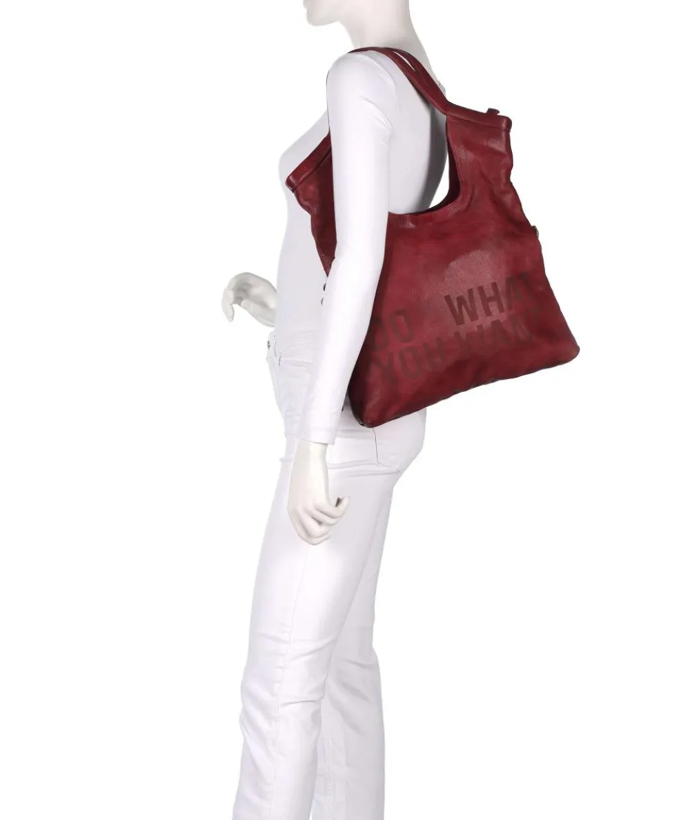 Hanfgasse 3 Hobo bag grained cow leather wine