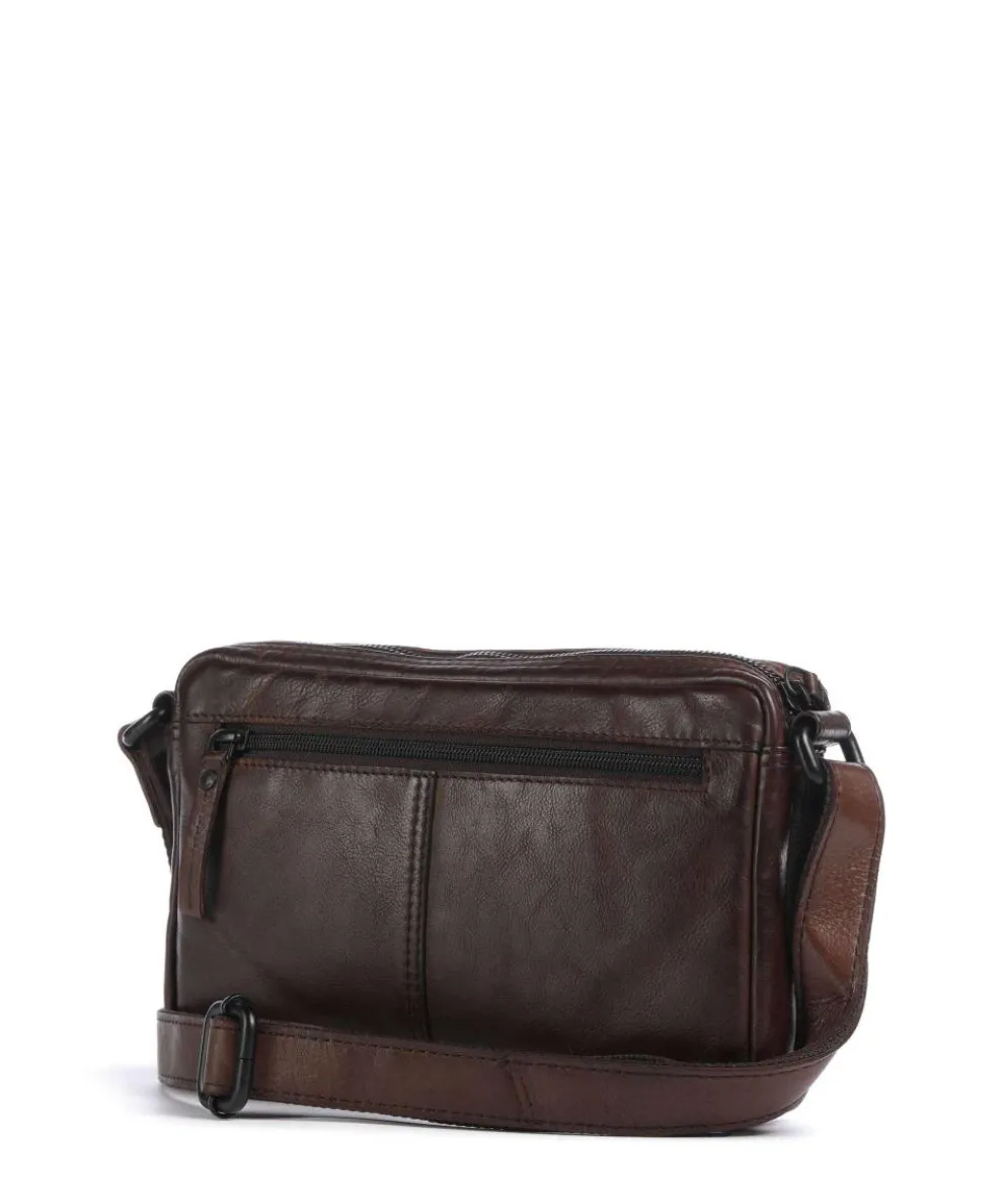 Apache Hubbert Crossbody bag fine grain leather dark brown