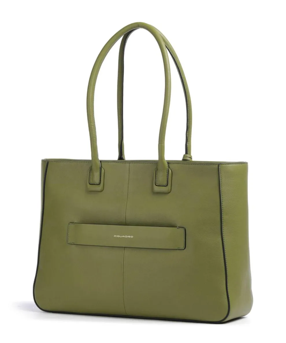 Ashley Tote bag 15″ fine grain cow leather olive-green