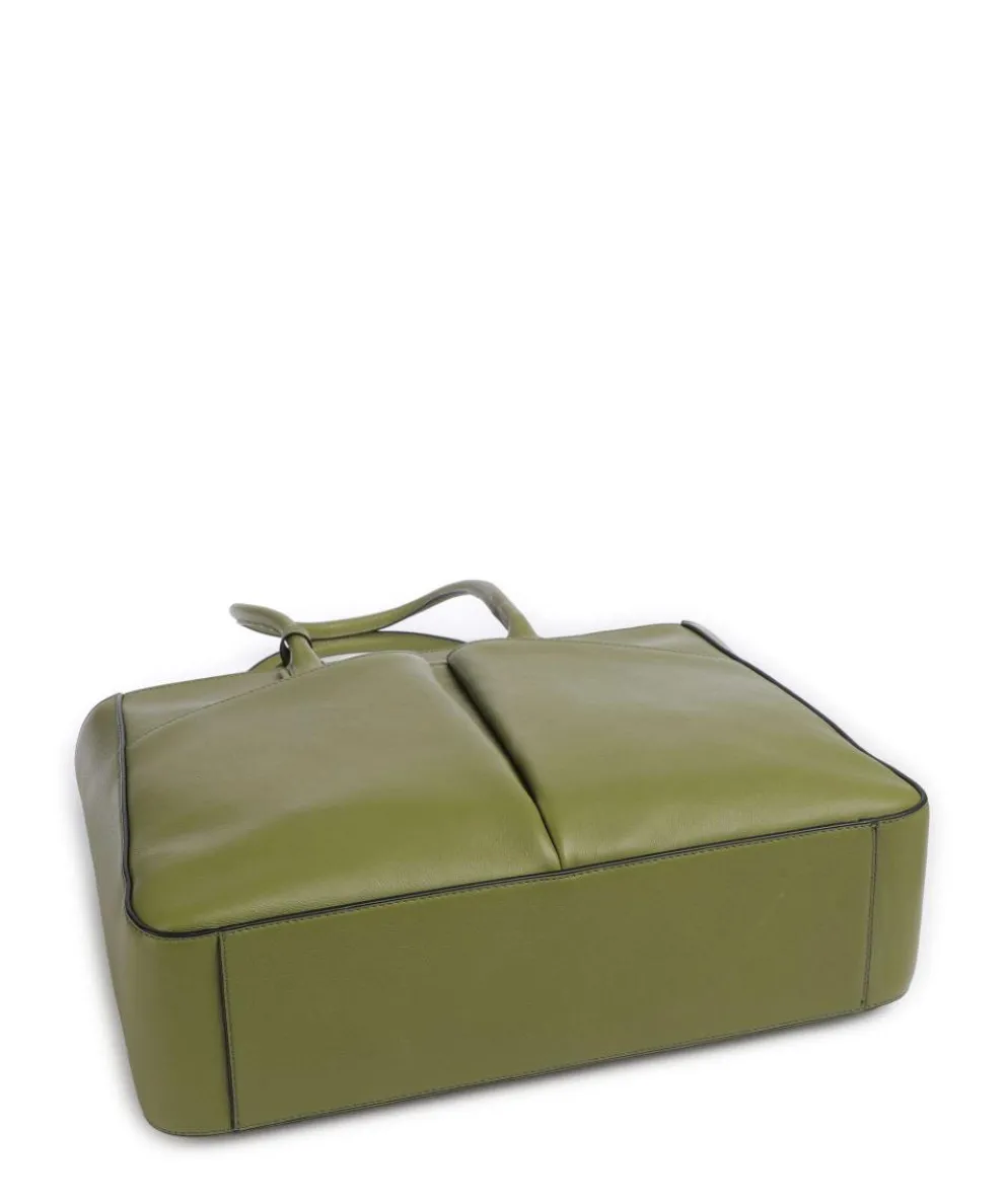 Ashley Tote bag 15″ fine grain cow leather olive-green