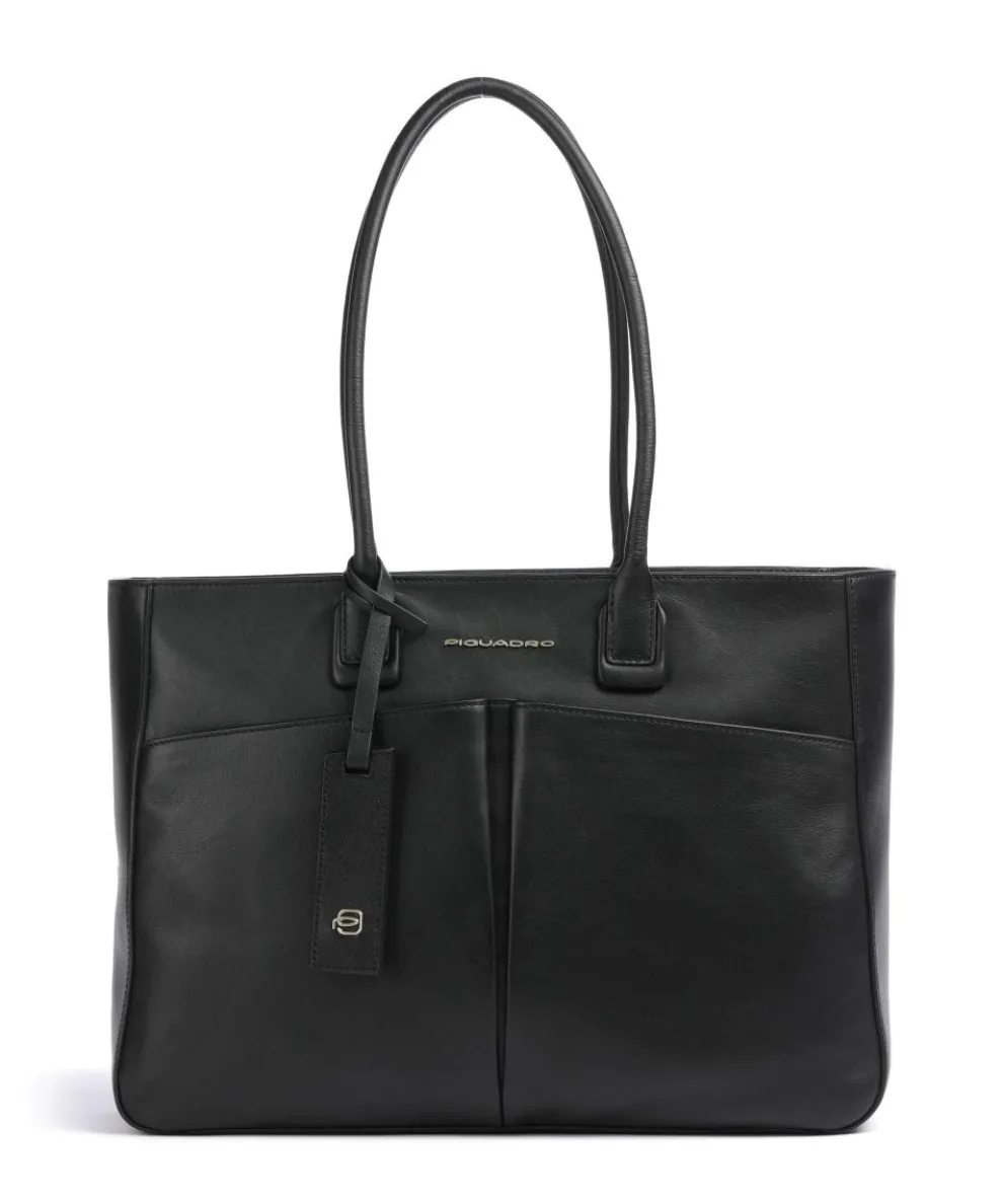 Ashley Tote bag 15″ fine grain cow leather black
