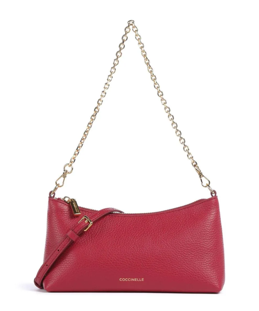 Aura Shoulder bag grained leather red