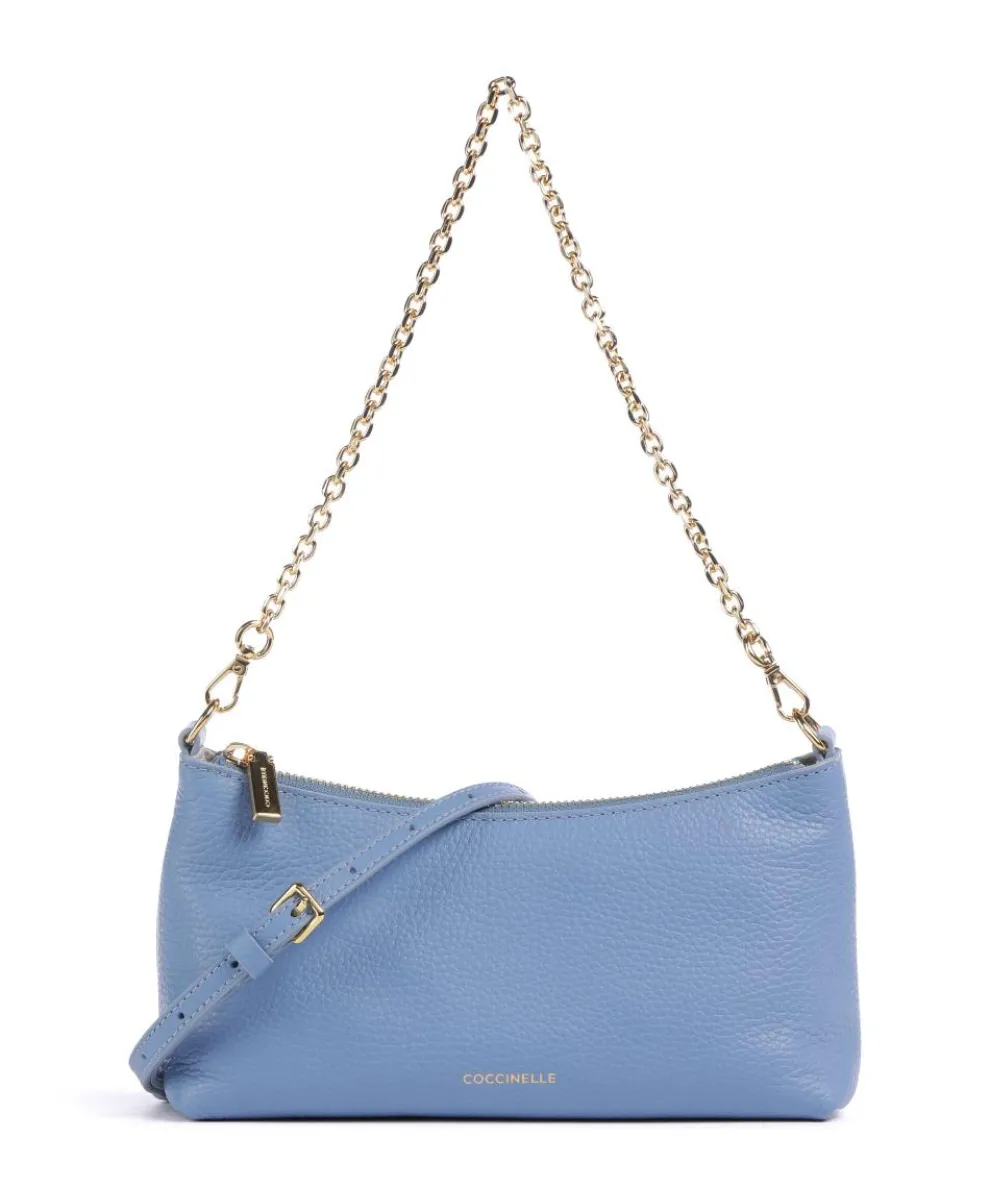 Aura Shoulder bag grained leather blue