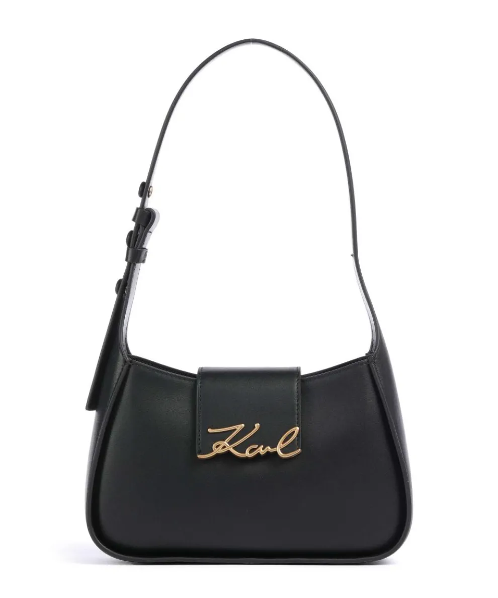 K/Signature Shoulder bag fine grain cow leather black